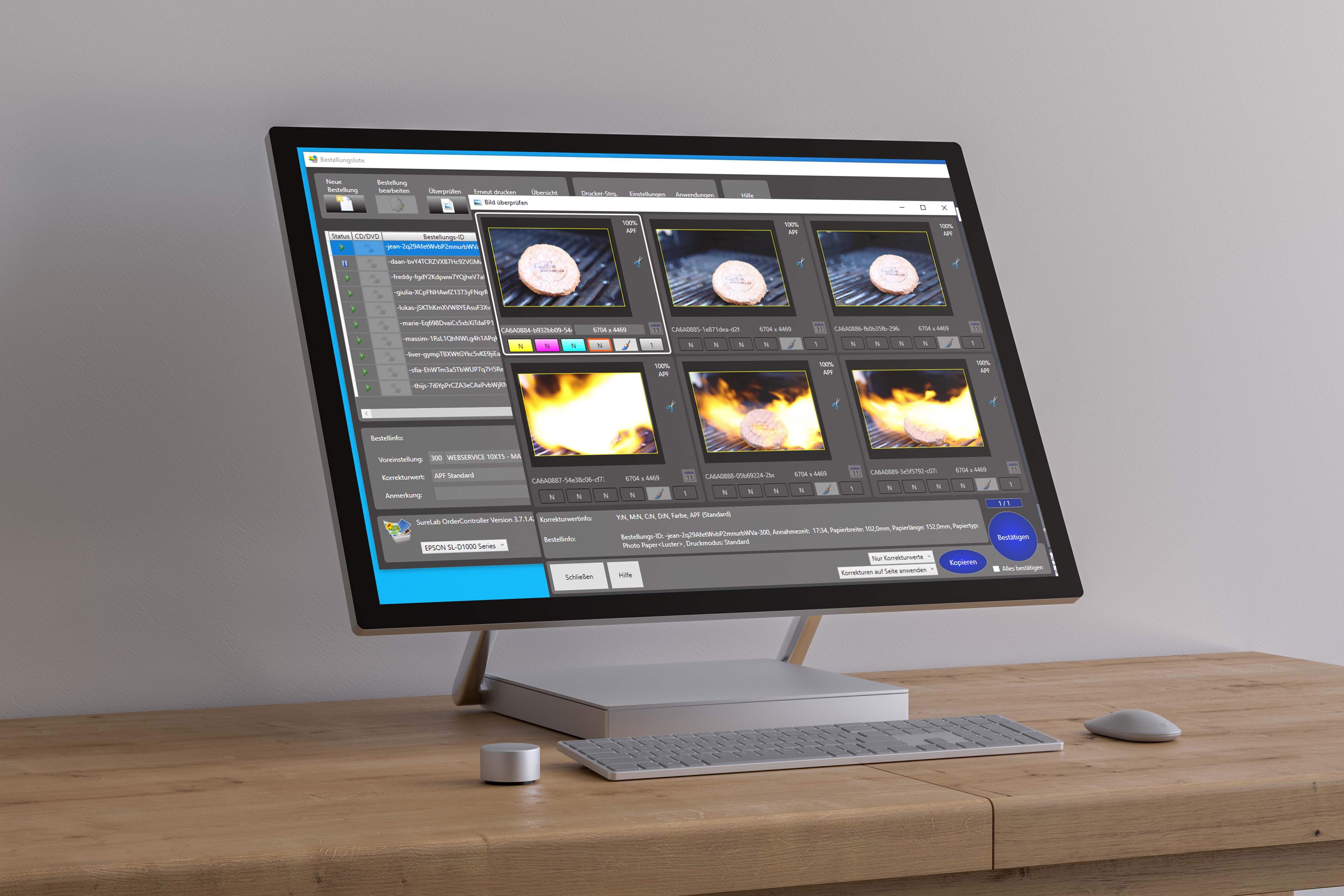 Visualisierung Espon Ordercontroller Software